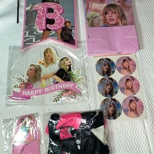 Taylor Swift  Birthday Party Bundle 12 bags, stickers, balloons, banner